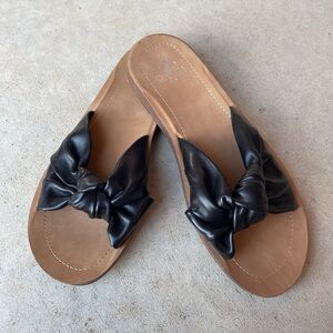 Corkys Footwear Sea La Vie Slide Sandals in Black Faux Leather Size 9